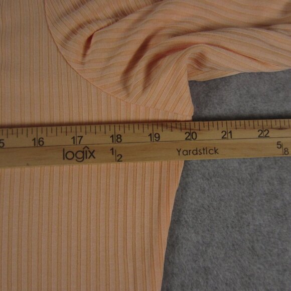 ANTHROPOLOGIE Top Women Size Large Peach Ribbed‎ Knit Puff Shoulder Long Sleeve - Picture 10 of 13
